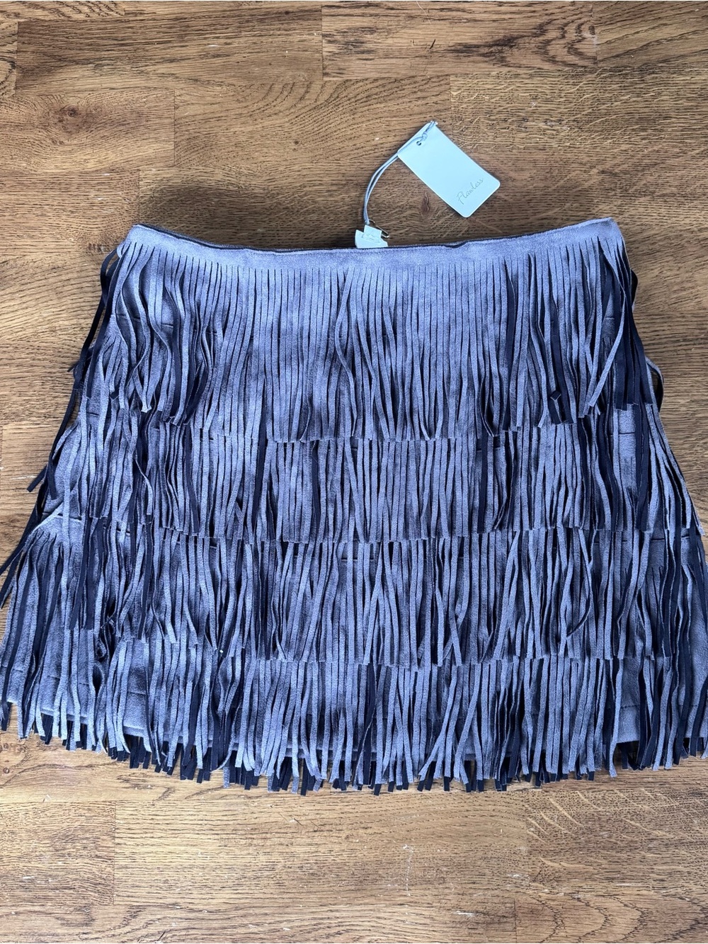 NWT Western Boho Suede Like Fringe Tassel Mini Skirt with Layered Fringe Detail